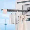 Séchoir à Linge Mural en Aluminium PYTHON 92cm - Extensible et Pliable – Avec 10 Crochets et Emplacements pour Cintres - Ventouses Puissantes - Pour Balcon, Salle de Bain, Buanderie