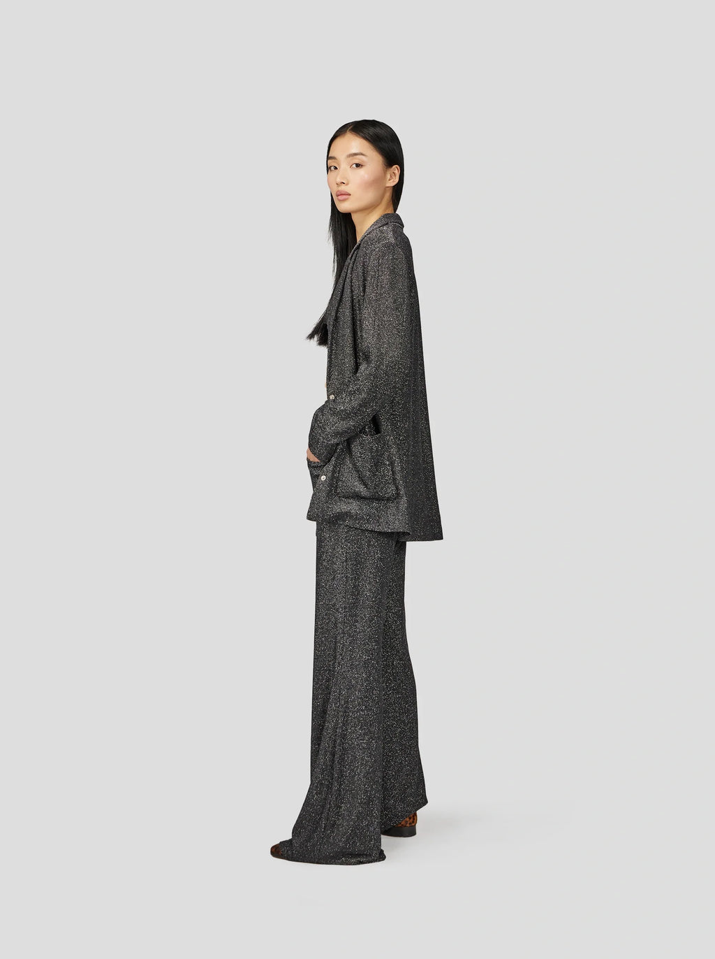 Pantalon Robin En Tricot Argenté Constellation