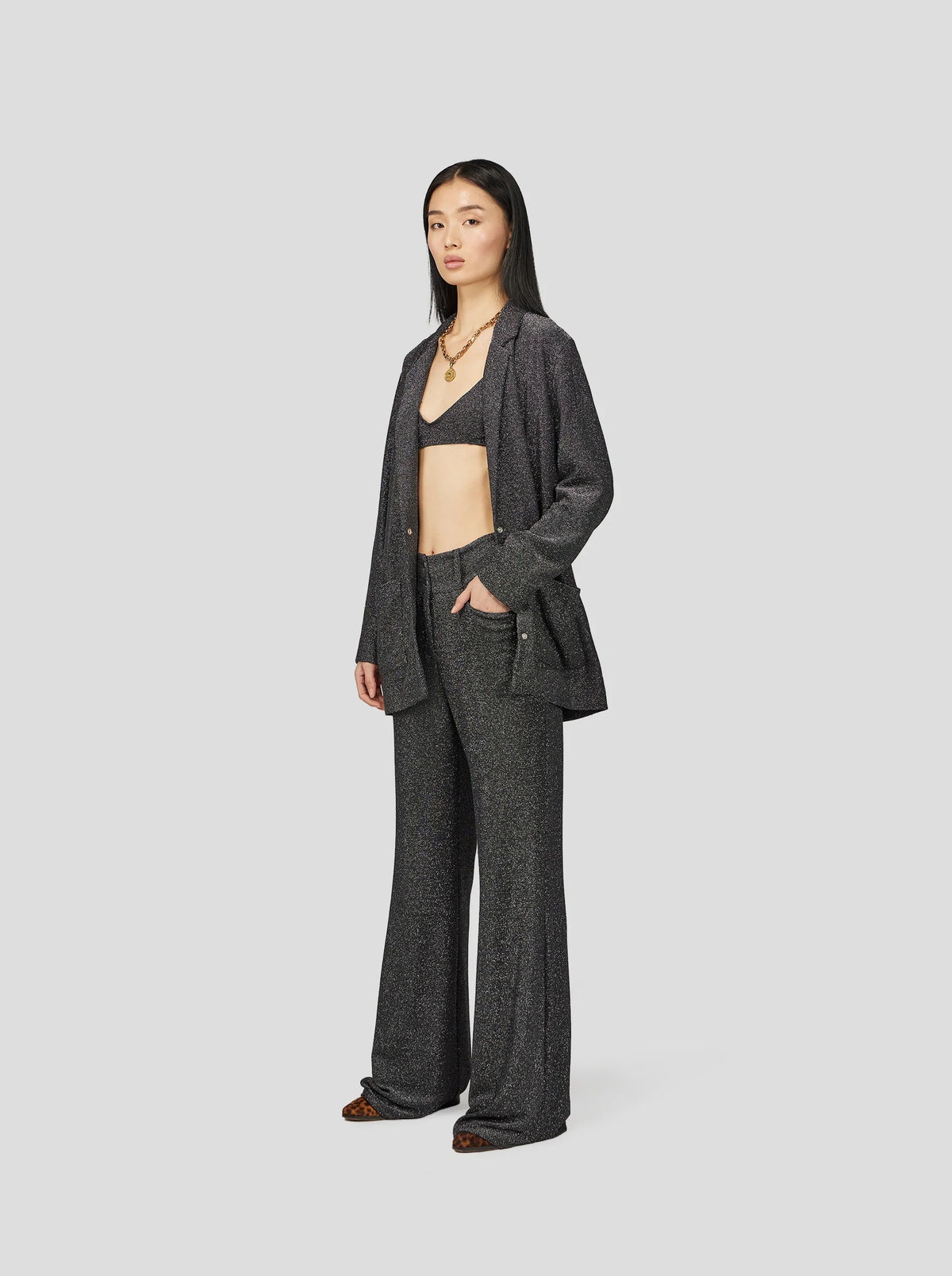 Pantalon Robin En Tricot Argenté Constellation