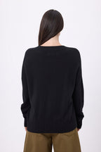 Pull Oversize Col V Gros Rib Blind - Noir - Femme