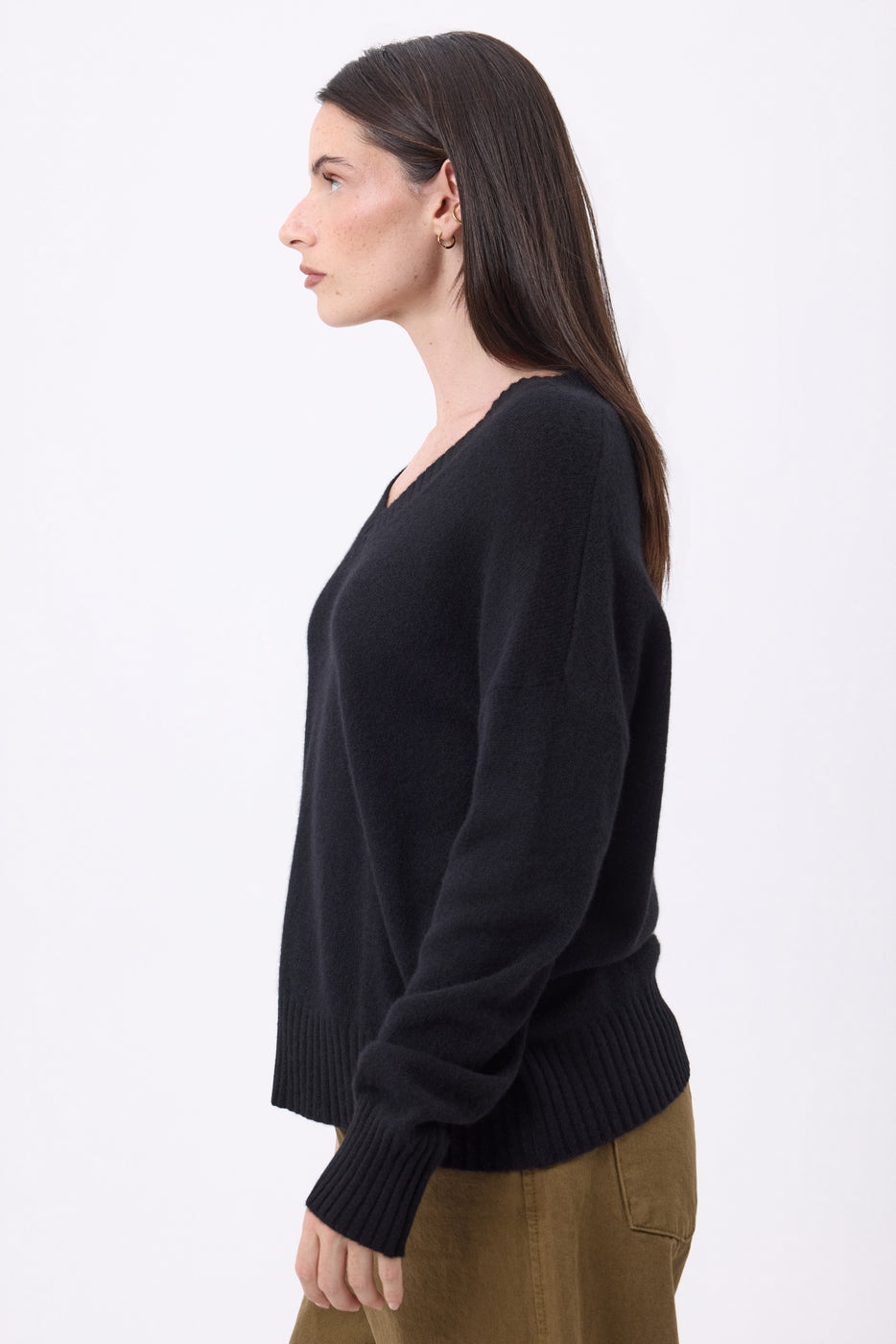 Pull Oversize Col V Gros Rib Blind - Noir - Femme