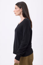 Pull Oversize Col V Gros Rib Blind - Noir - Femme