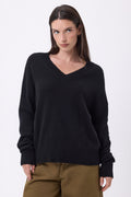 Pull Oversize Col V Gros Rib Blind - Noir - Femme