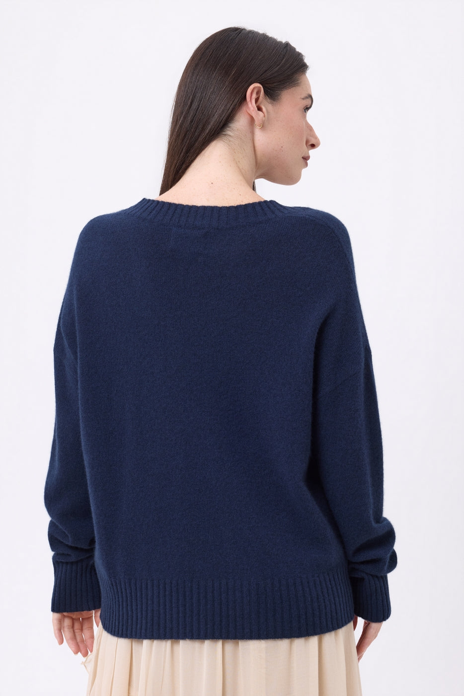 Jersey oversize de cuello en V de canalé grueso Blind - Azul marino - Mujer