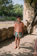 Shorts capri de rayas verdes de georgette