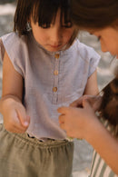 Roman Blouse with Purple Stripes
