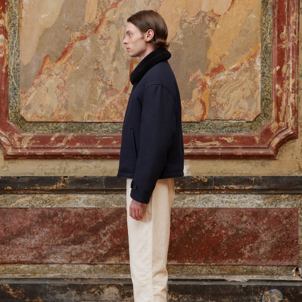 Blouson Aviateur En Laine Marine