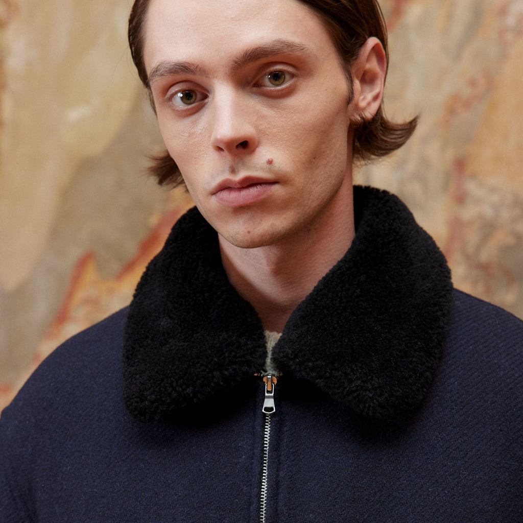 Blouson Aviateur En Laine Marine