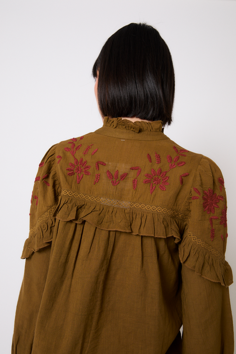 Blouse Trujillo Broderie Kaki