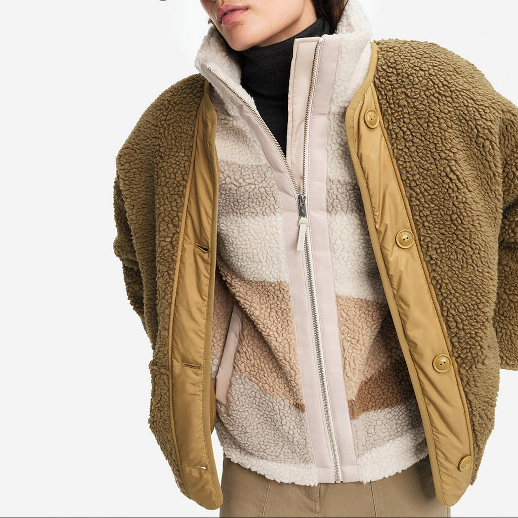 Pile con zip integrale verde terra - Donna