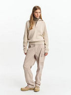 Maglione con zip al collo - Sabbia - Donna