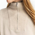 Maglione con zip al collo - Sabbia - Donna