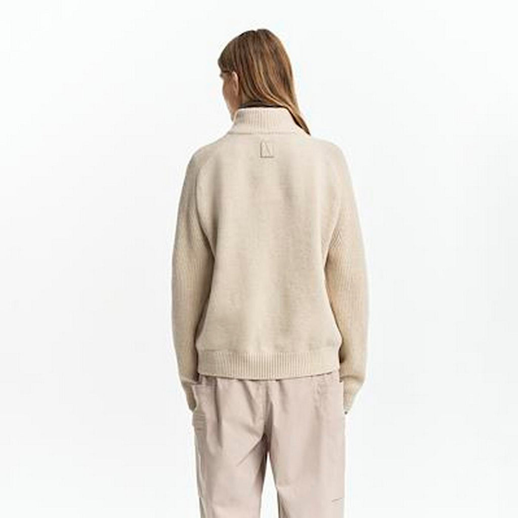 Maglione con zip al collo - Sabbia - Donna