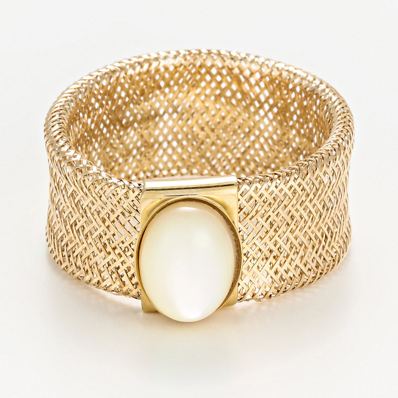 Bague " Nacre Flamboyant" Or Jaune 375/1000