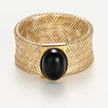 Bague " Onyx Flamboyant " Or Jaune 375/1000