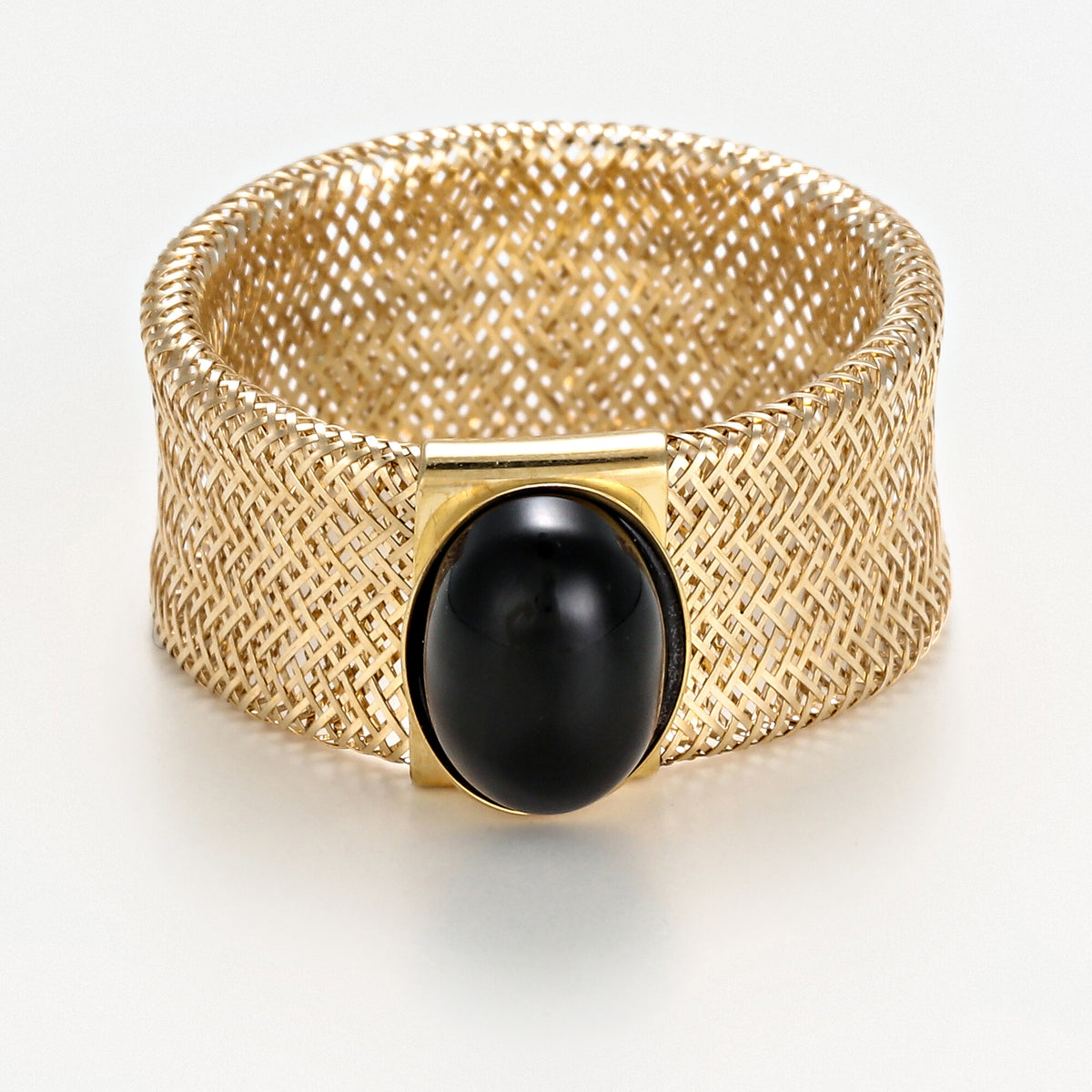 Bague " Onyx Flamboyant " Or Jaune 375/1000