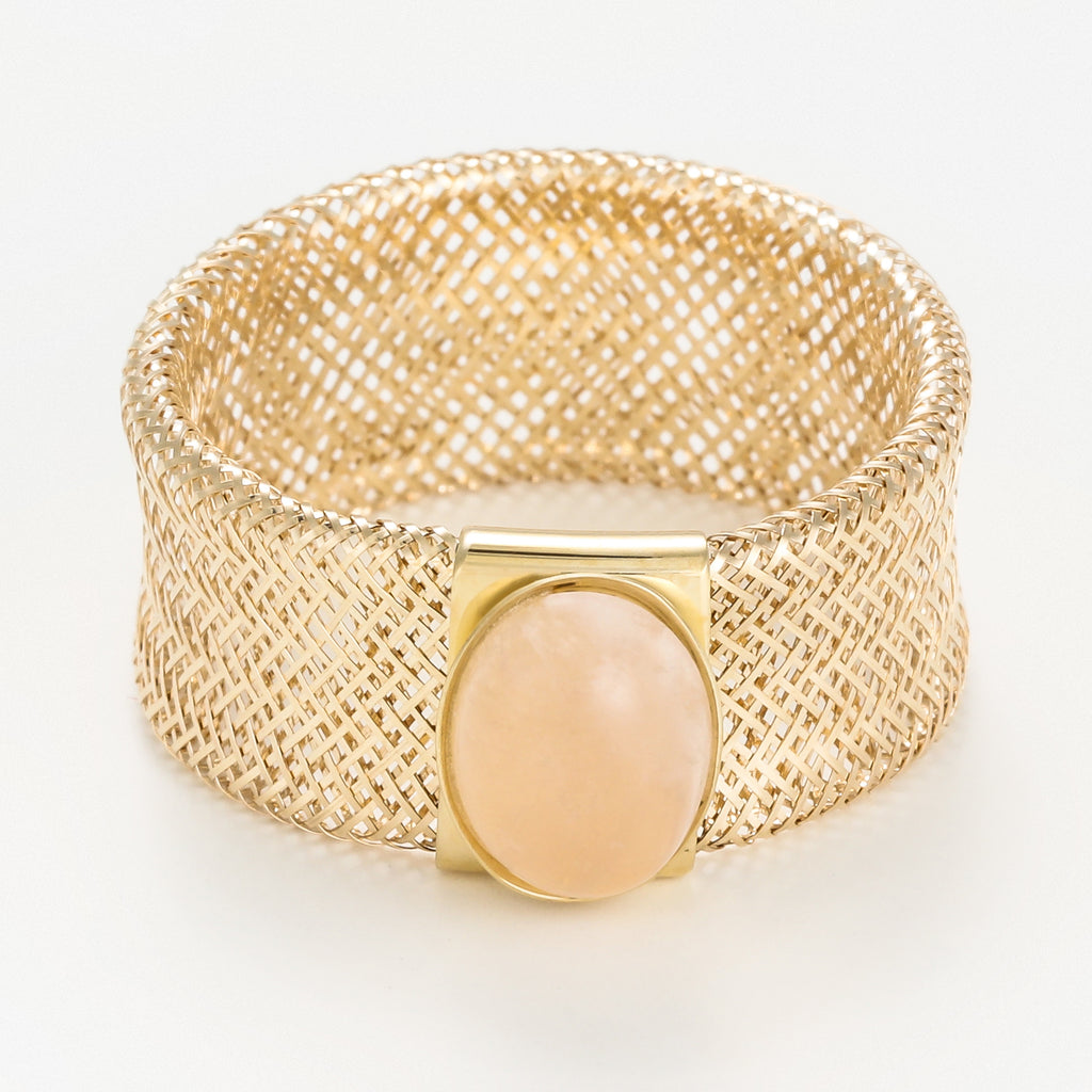 Anillo "Cuarzo Rosa Flamboyante" Oro Amarillo 375/1000