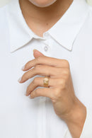 Bague "Quartz Rose Flamboyant "Or Jaune 375/1000