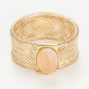 Bague "Quartz Rose Flamboyant "Or Jaune 375/1000