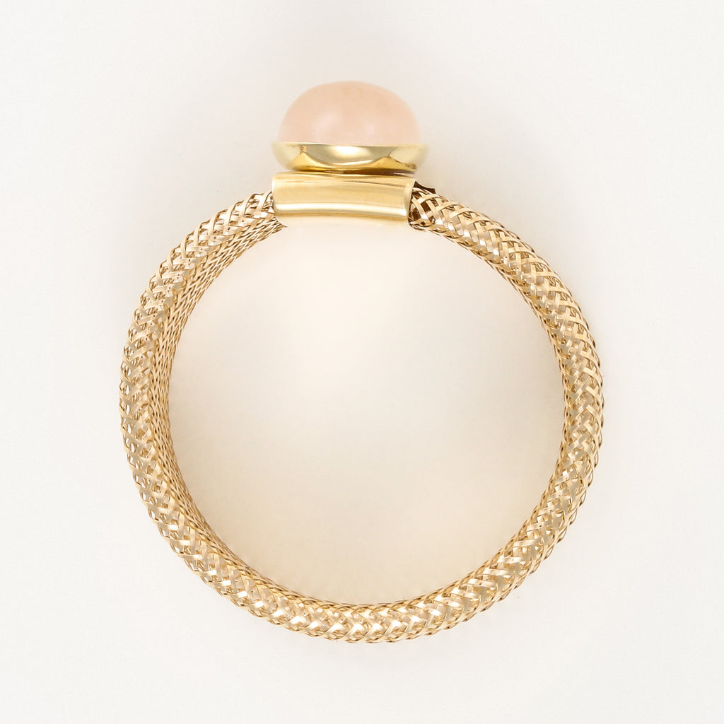 Anillo "Cuarzo Rosa Flamboyante" Oro Amarillo 375/1000