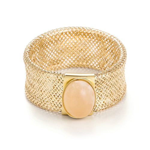 Bague " Quartz rose flamboyant " Or jaune 375/1000