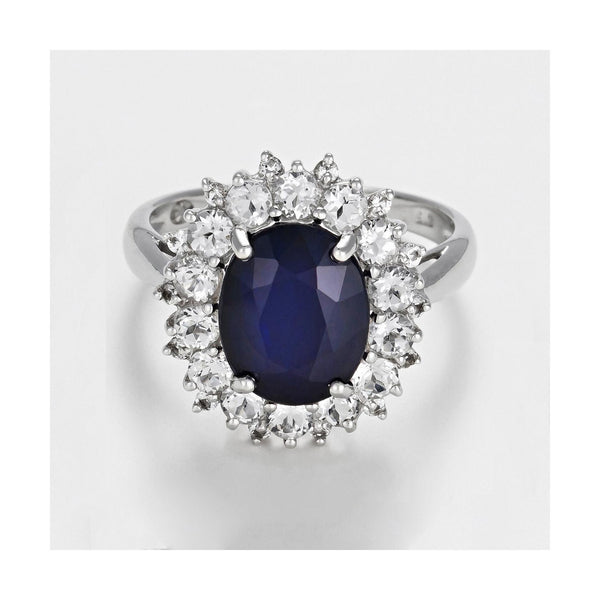 Bague "Soleil Bleu" - Or Blanc 375/1000