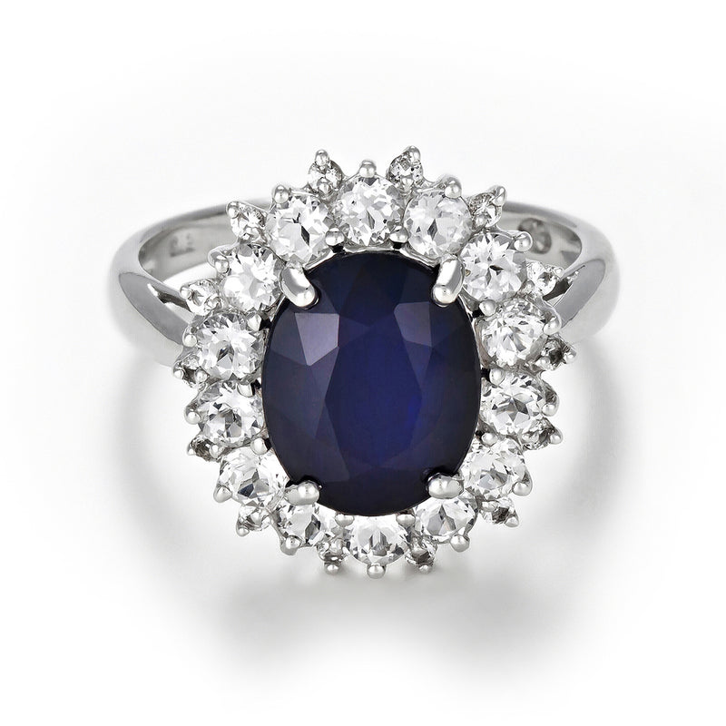 Bague "Soleil Bleu" - Or Blanc 375/1000