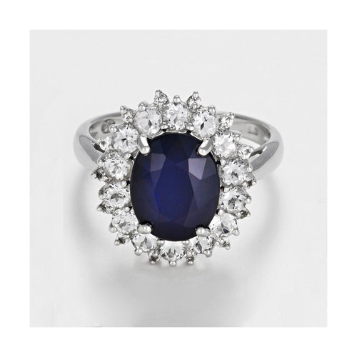 Bague "Soleil Bleu" - Or Blanc 375/1000