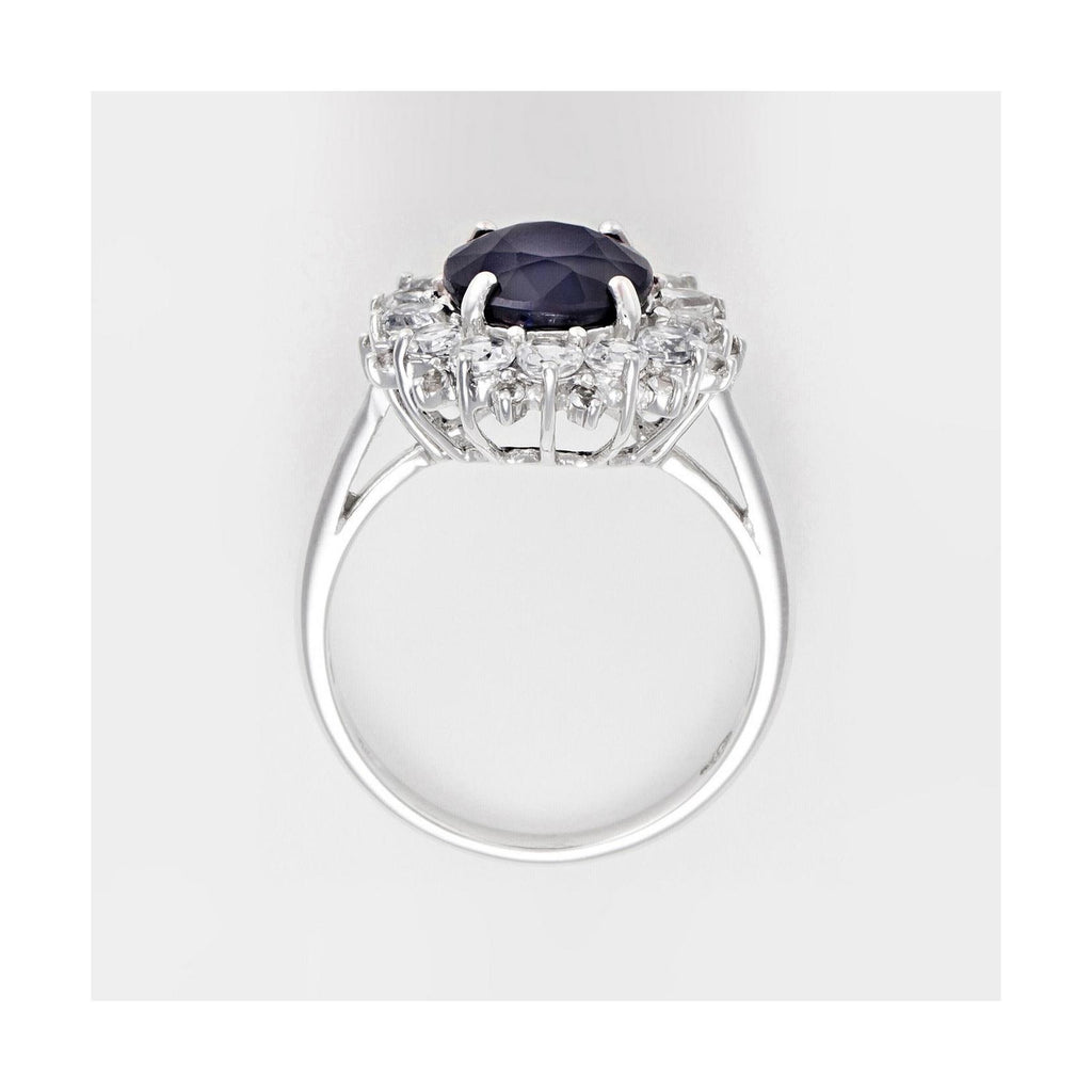 Bague "Soleil Bleu" - Or Blanc 375/1000
