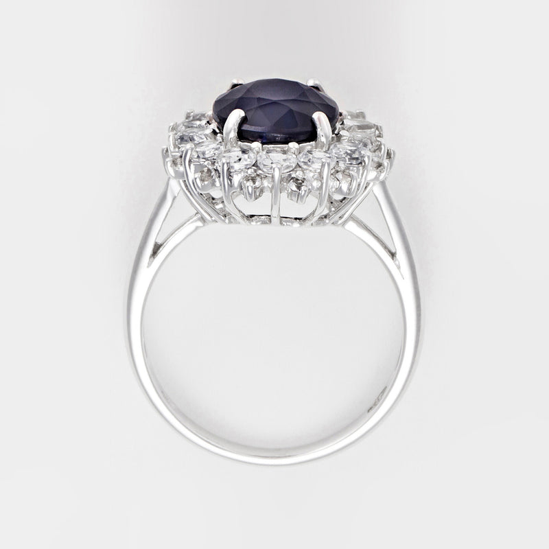 Bague "Soleil Bleu" - Or Blanc 375/1000