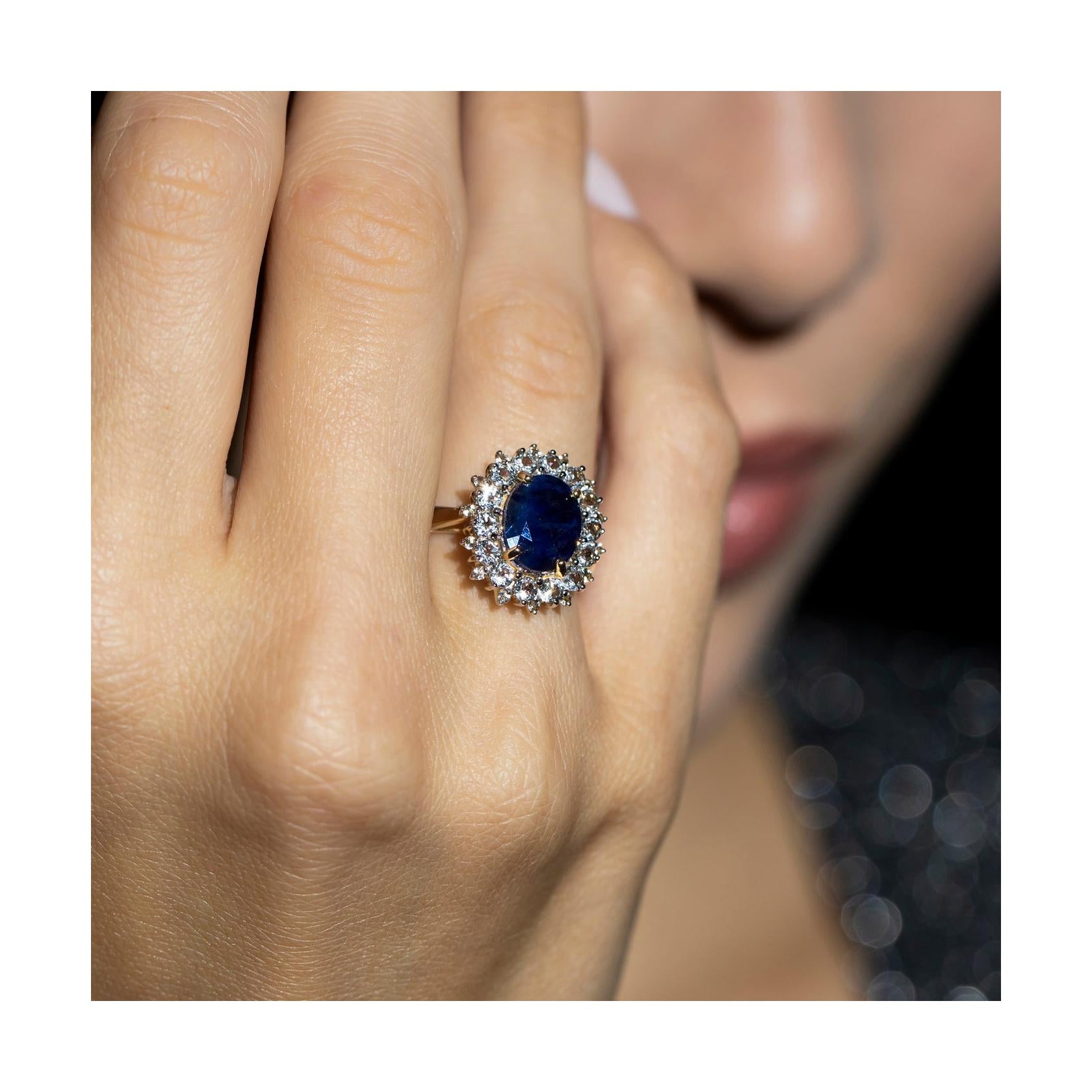 Bague "Soleil Bleu" - Or Jaune 375/1000