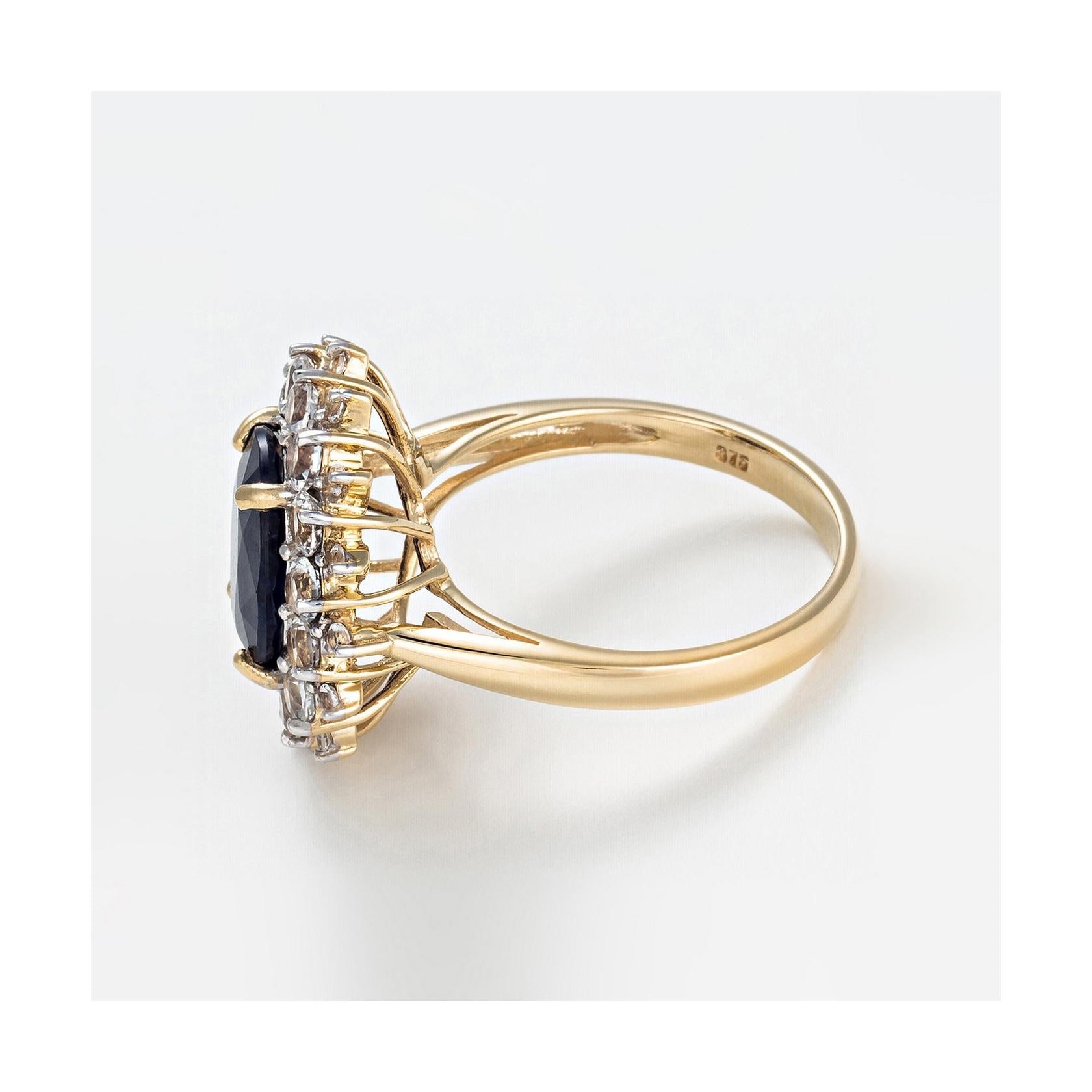 Bague "Soleil Bleu" - Or Jaune 375/1000