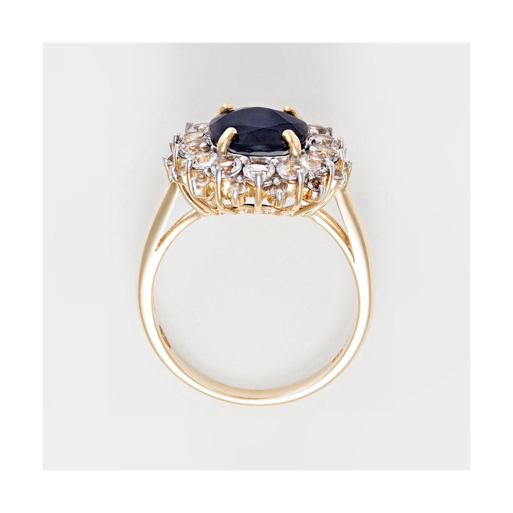 Bague "Soleil Bleu" - Or Jaune 375/1000