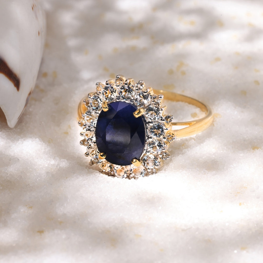 Bague "Soleil Bleu" - Or Jaune