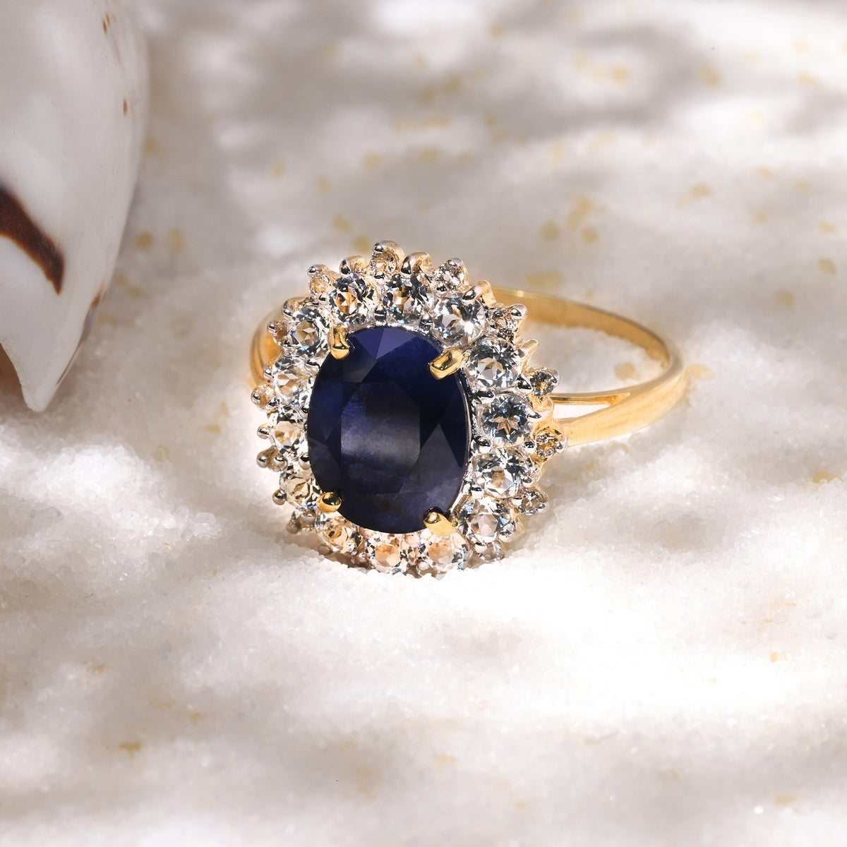 Bague "Soleil Bleu" - Or Jaune