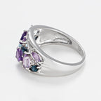 Bague "Champêtre" Diamant 0,007/1 Saphir 0,42/3 Wt 0,80/3 Améthyste 0,83/5