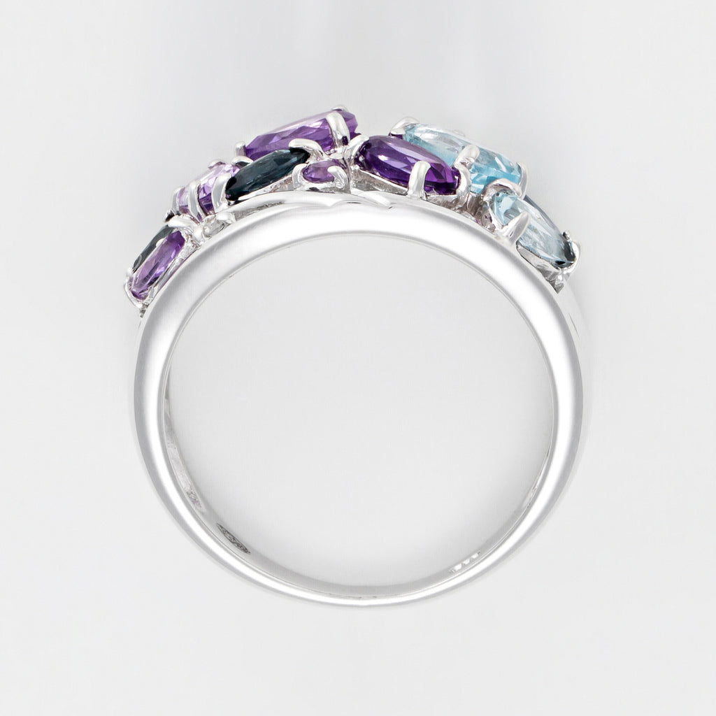 Bague "Champêtre" Diamant 0,007/1 Saphir 0,42/3 Wt 0,80/3 Améthyste 0,83/5