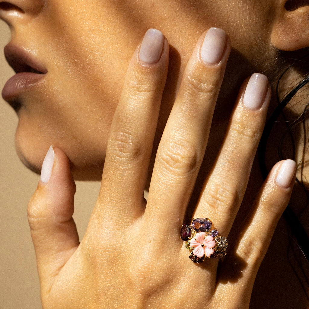 Bague "Jardin Anglais" A0,35/1 Ram1,2/2 G0,3/6 P0,13/1 Rh0,95/1 Wt0,24/6 Nacre