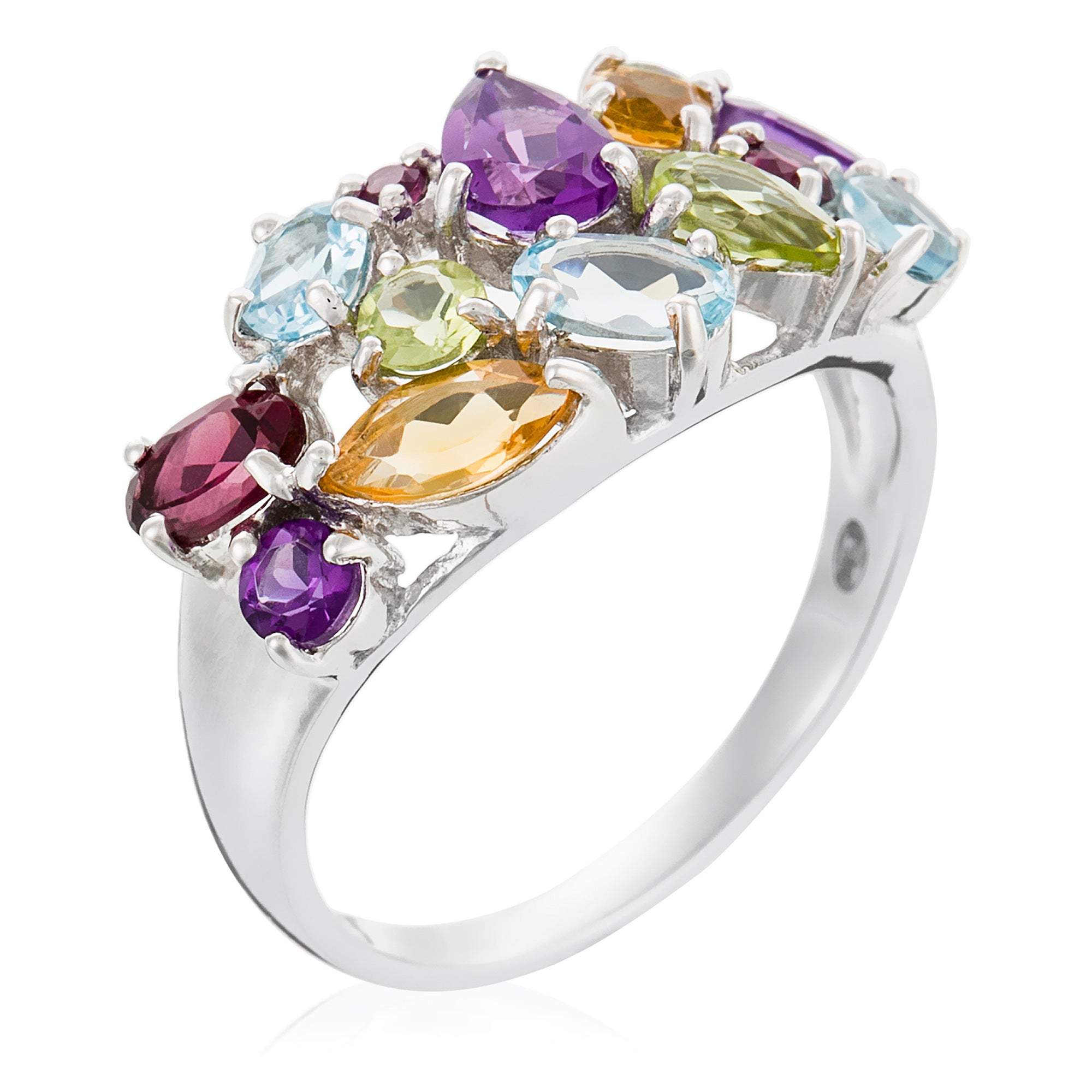 Bague "Tutti Frutti" A0,6/3 C0,36/2 P0,35/2 Rh0,42/3 T0,66/3 - Or Blanc 375/1000