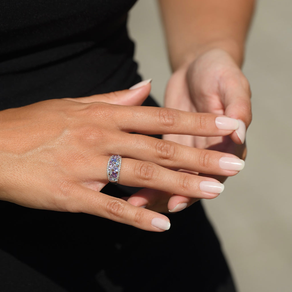 Bague "Blueymix" D 0,13/22 Amethyste 0,66/6 Tanzanite 0,36/2 Topaze 0,24/3