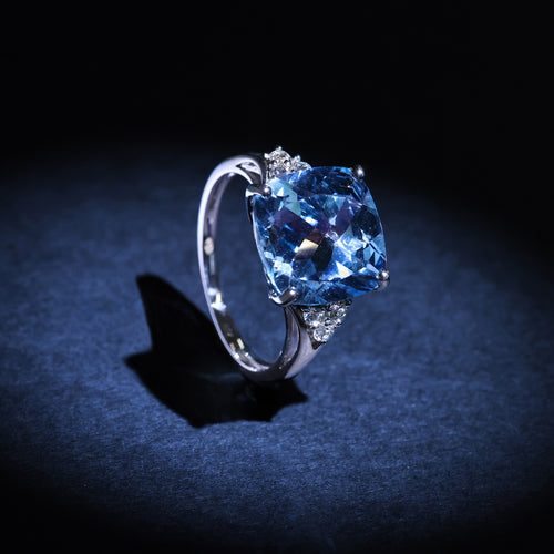 Bague Blue Light Tw0,24/6 Bt7,5/1 - Or Blanc 375/1000