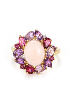 Bague "Ayseld0,022/2 Am0,42/3 Pam0,78/4 Rho0,18/3 Quartz Rose 3,20/1 Ptour0,58/3