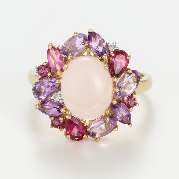 Ring "Ayseld0,022/2 Am0,42/3 Pam0,78/4 Rho0,18/3 Quartz Rose 3,20/1 Ptour0,58/3