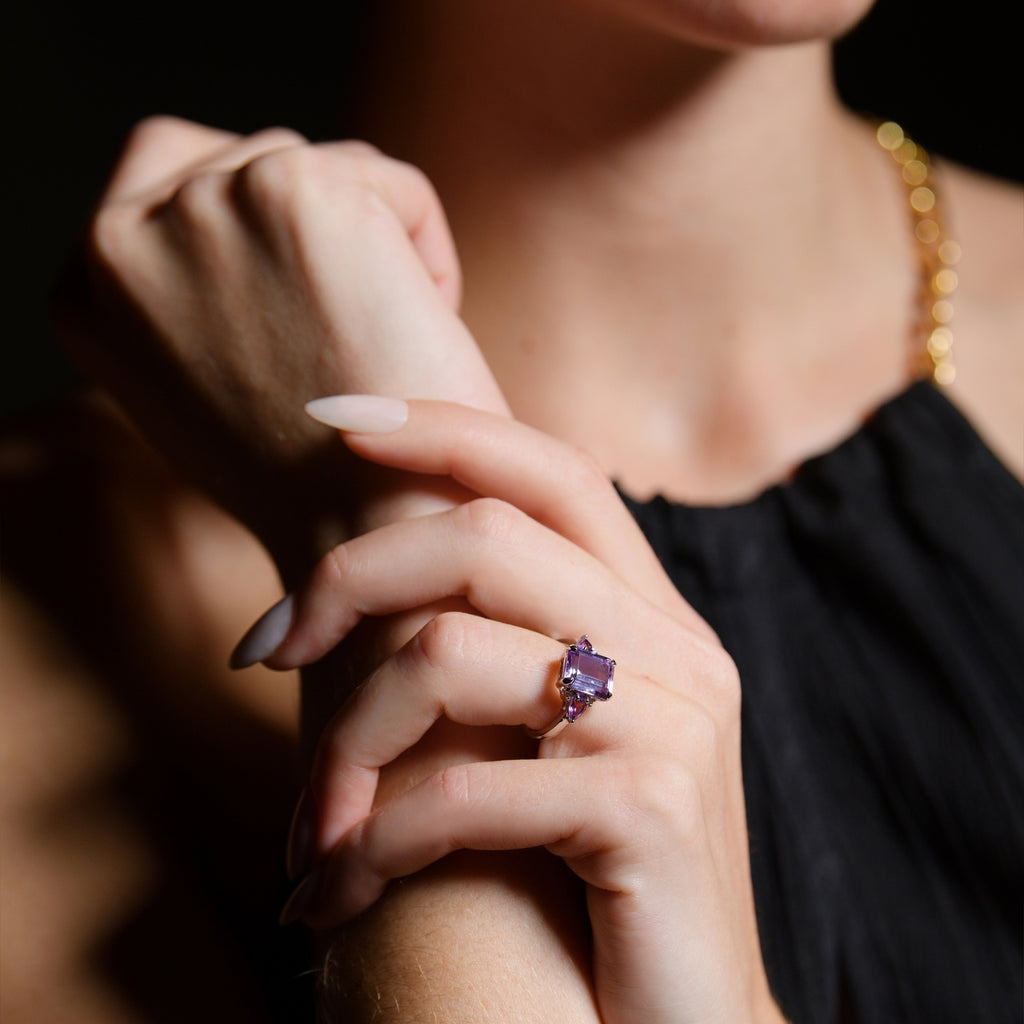 Bague "Nell" D0,028/4 Am0,36/2 Pam 3,00/1 - Or Blanc 375/1000
