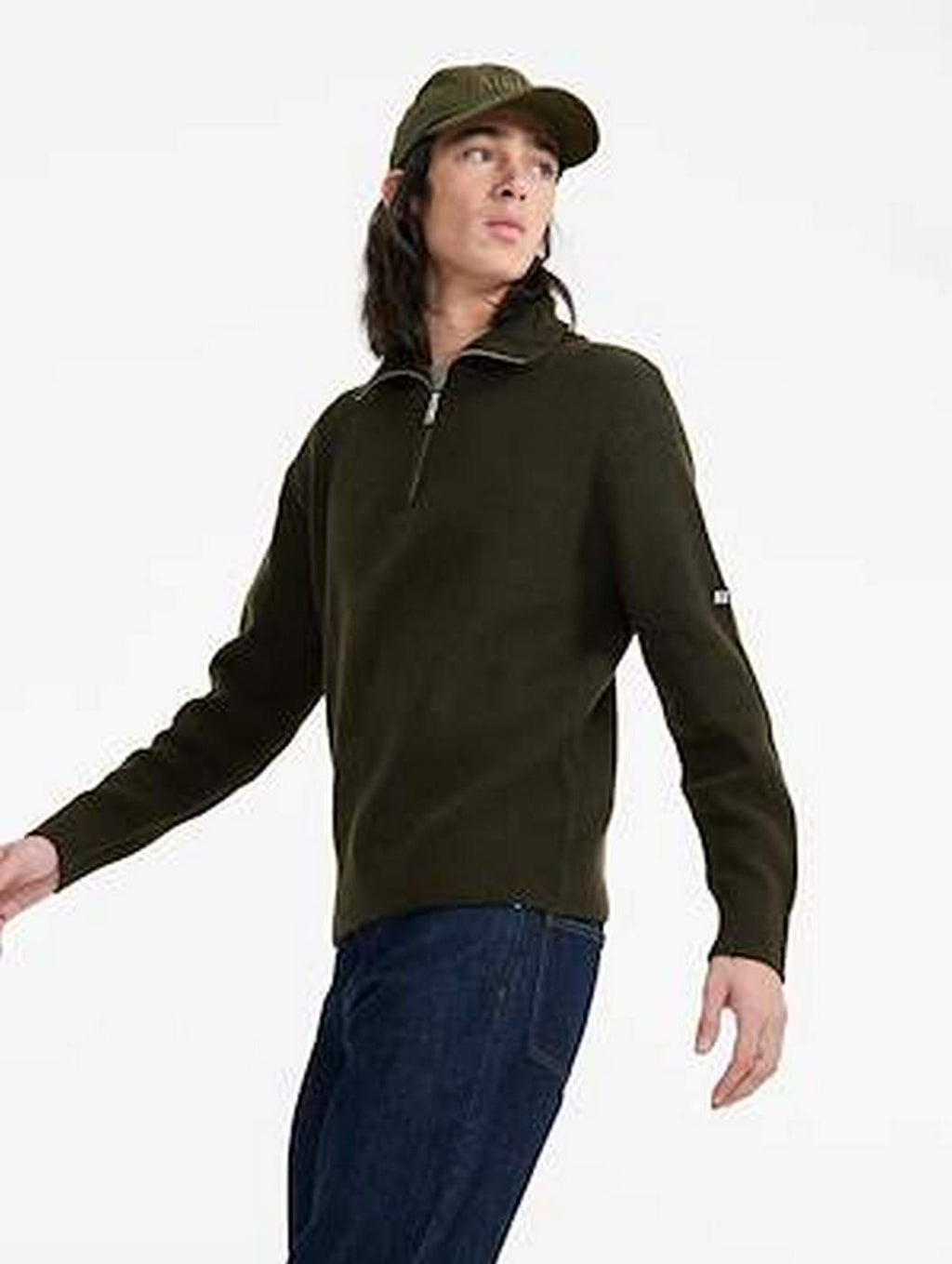 Jersey de punto con media cremallera Algue para hombre