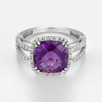 Bague "Divine Améthyste 10" Diamant 0,10Ct/32 + Améthyste 4/1 - Or Blanc 375/1000