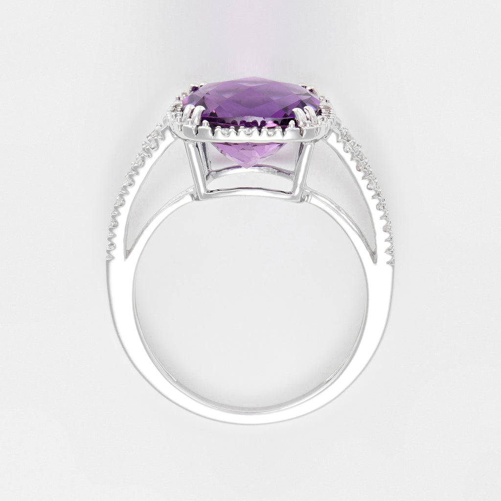 Bague "Divine Améthyste 10" Diamant 0,10Ct/32 + Améthyste 4/1 - Or Blanc 375/1000
