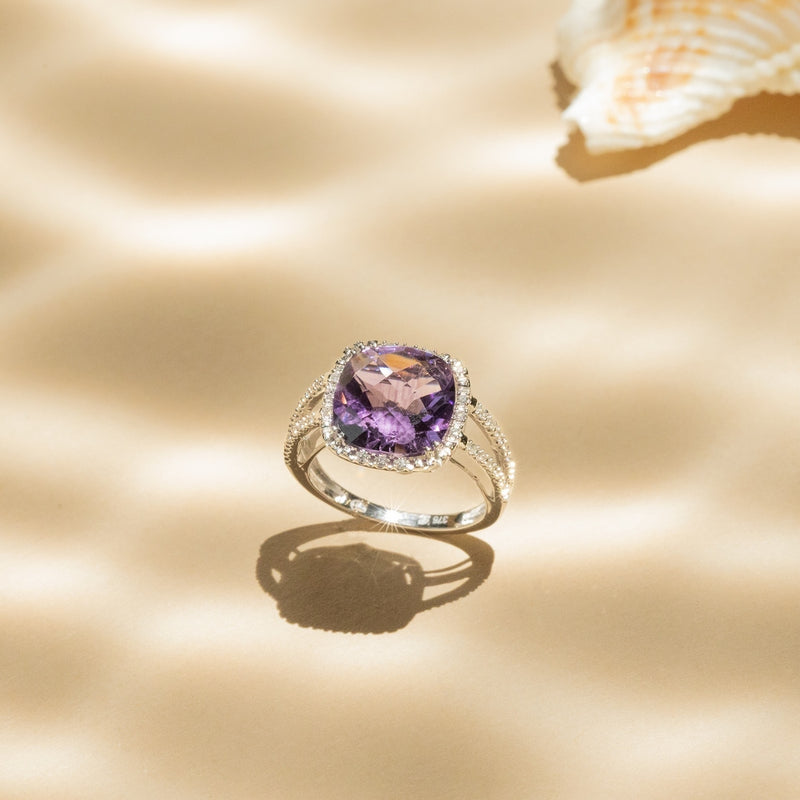 Ring "Divine Amethyst 10" Diamond 0.10Ct/32 + Amethyst 4/1