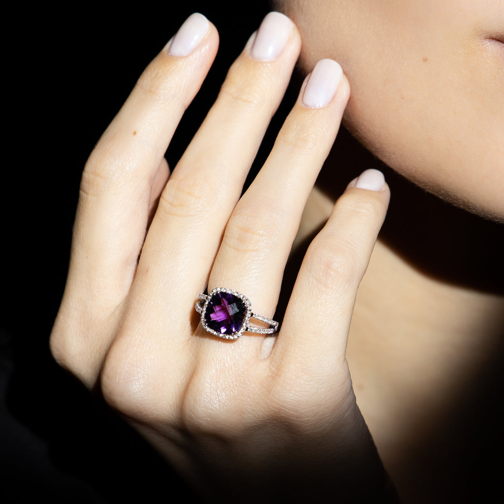 Bague "Divine Améthyste 10" Diamant 0,10Ct/32 + Améthyste 4/1