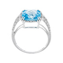 Blanc Anillo "Divino Topacio 10" Diamantes 0.10Ct/32 + Topacio 4.5/1 - Oro 375/1000